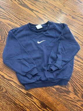 Nike Navy Blue Crewneck Sweatshirt with White Swoosh